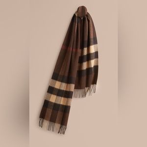 Burberry brown classic check plaid cashmere scarf
